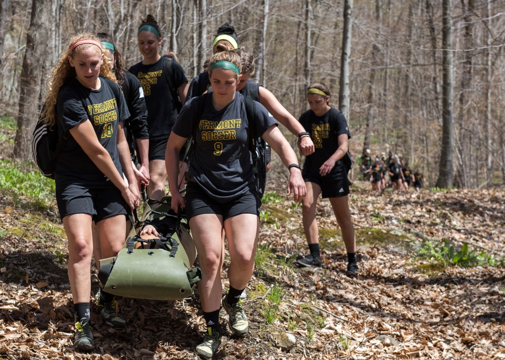 UVM Soccer Players Evacuate a Teammate in a Litter