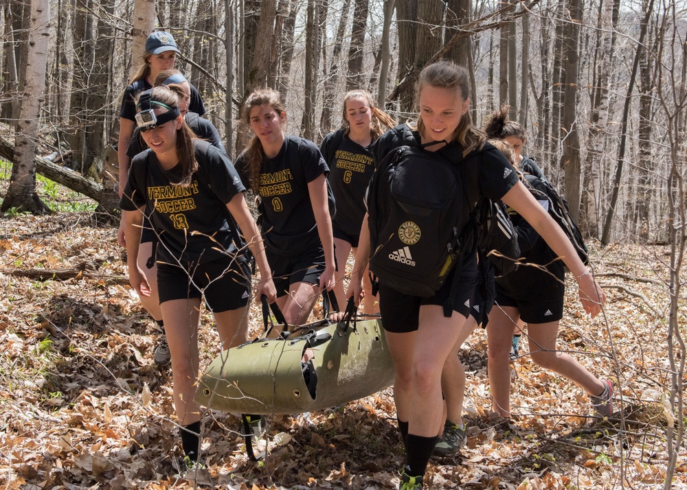 UVM Soccer Players Evacuate a Teammate in a Litter