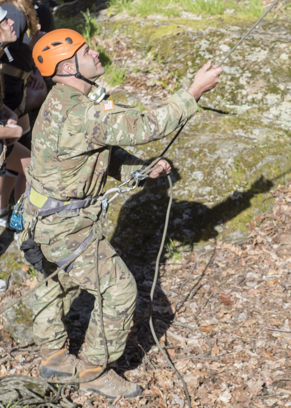 Army Mountain Warfare School Instructor Belays for Fellow Instructor