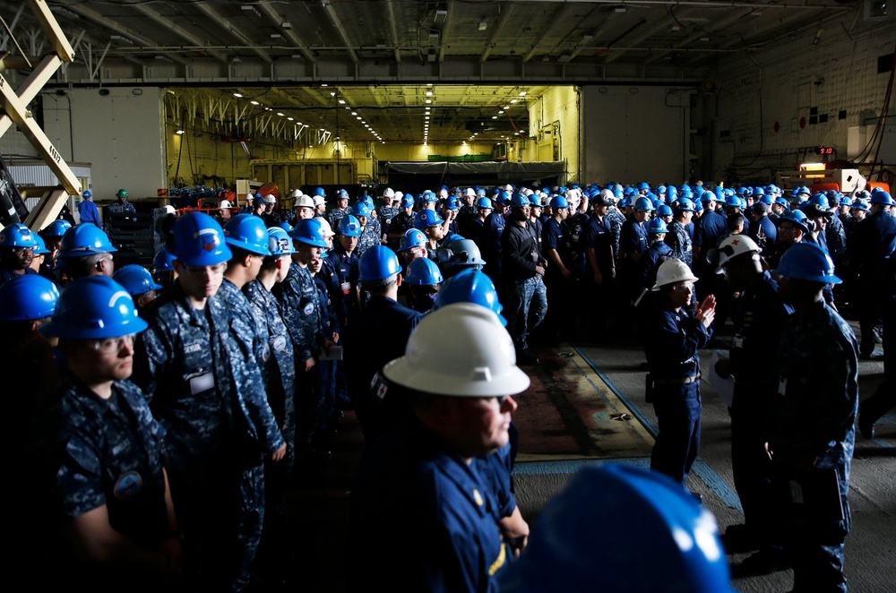 Ford Sailors participate in an Abandon Ship Drill