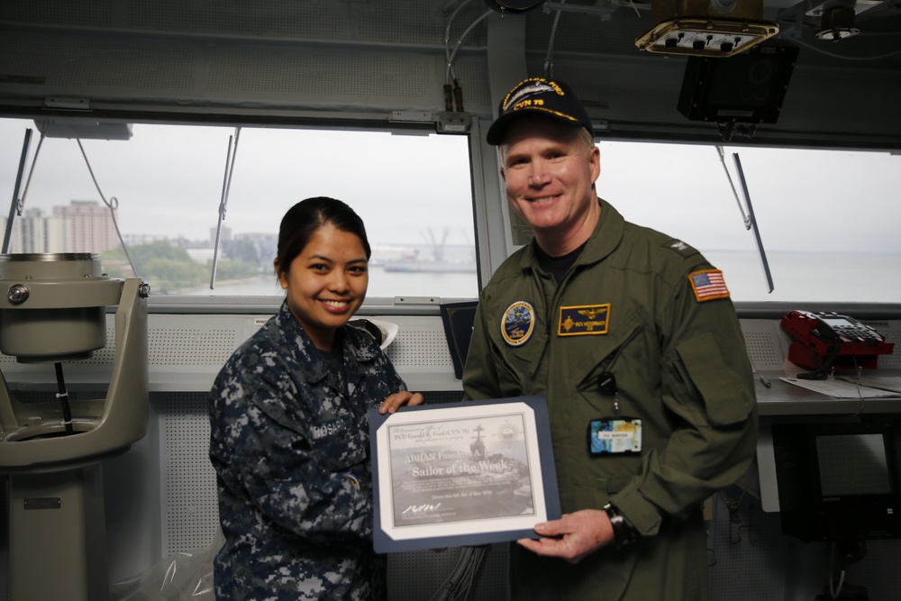 Ford's CO announces first Sailor of the Week