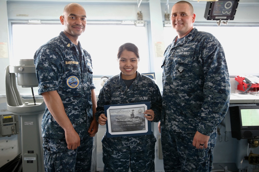 Ford's CO announces first Sailor of the Week