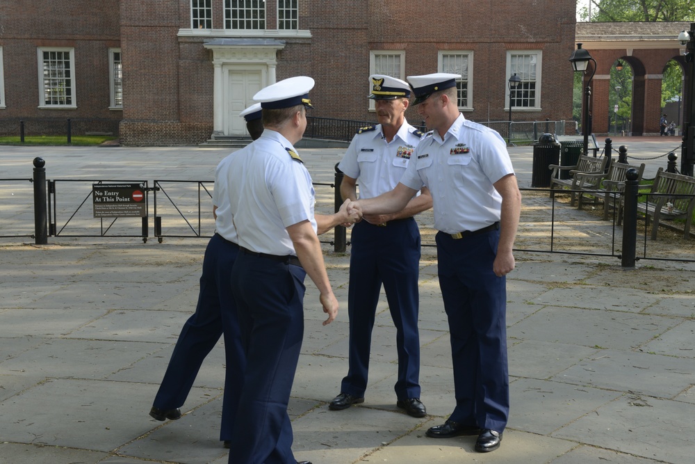 Reenlistment and promotion ceremony at Independence Hall