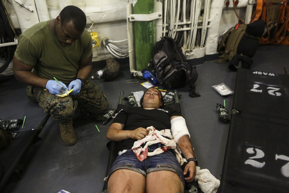 22nd MEU and Wasp Marines and Sailors conduct MASCAL exercise