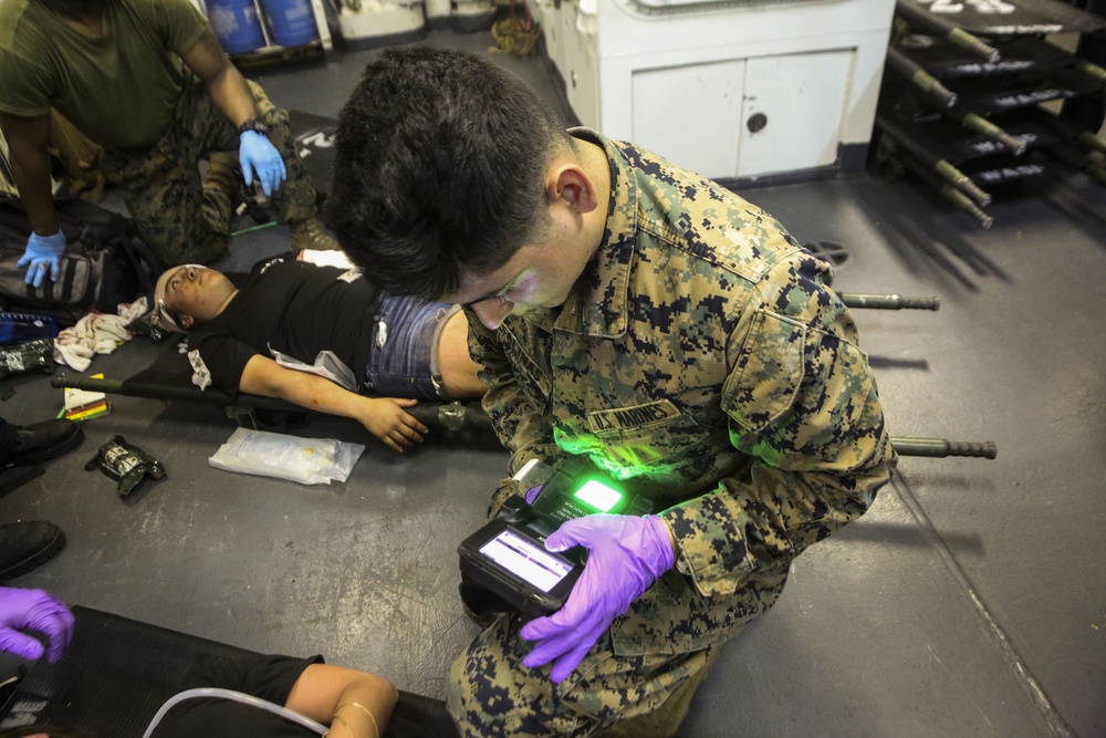 22nd MEU and Wasp Marines and Sailors conduct MASCAL exercise