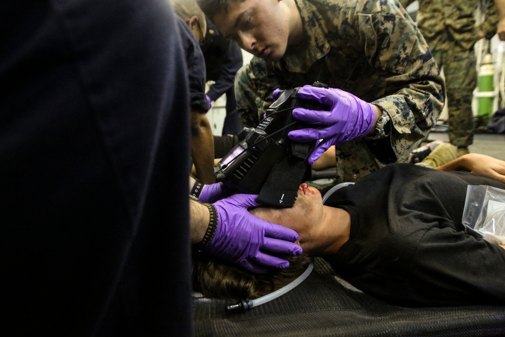 22nd MEU and Wasp Marines and Sailors conduct MASCAL exercise