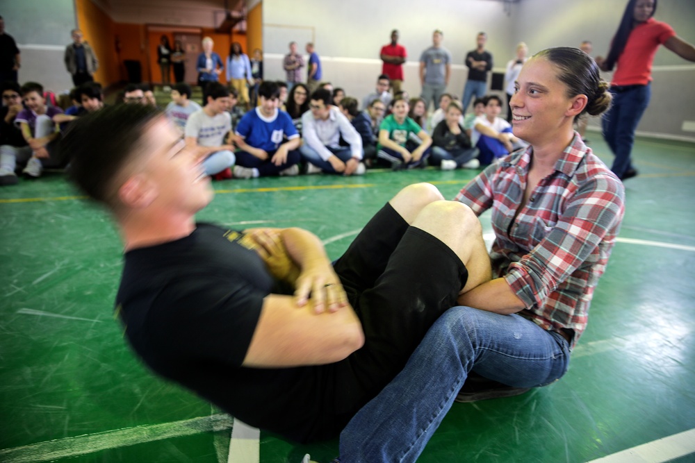 Marines teach nutrition, fitness, English to Italian children