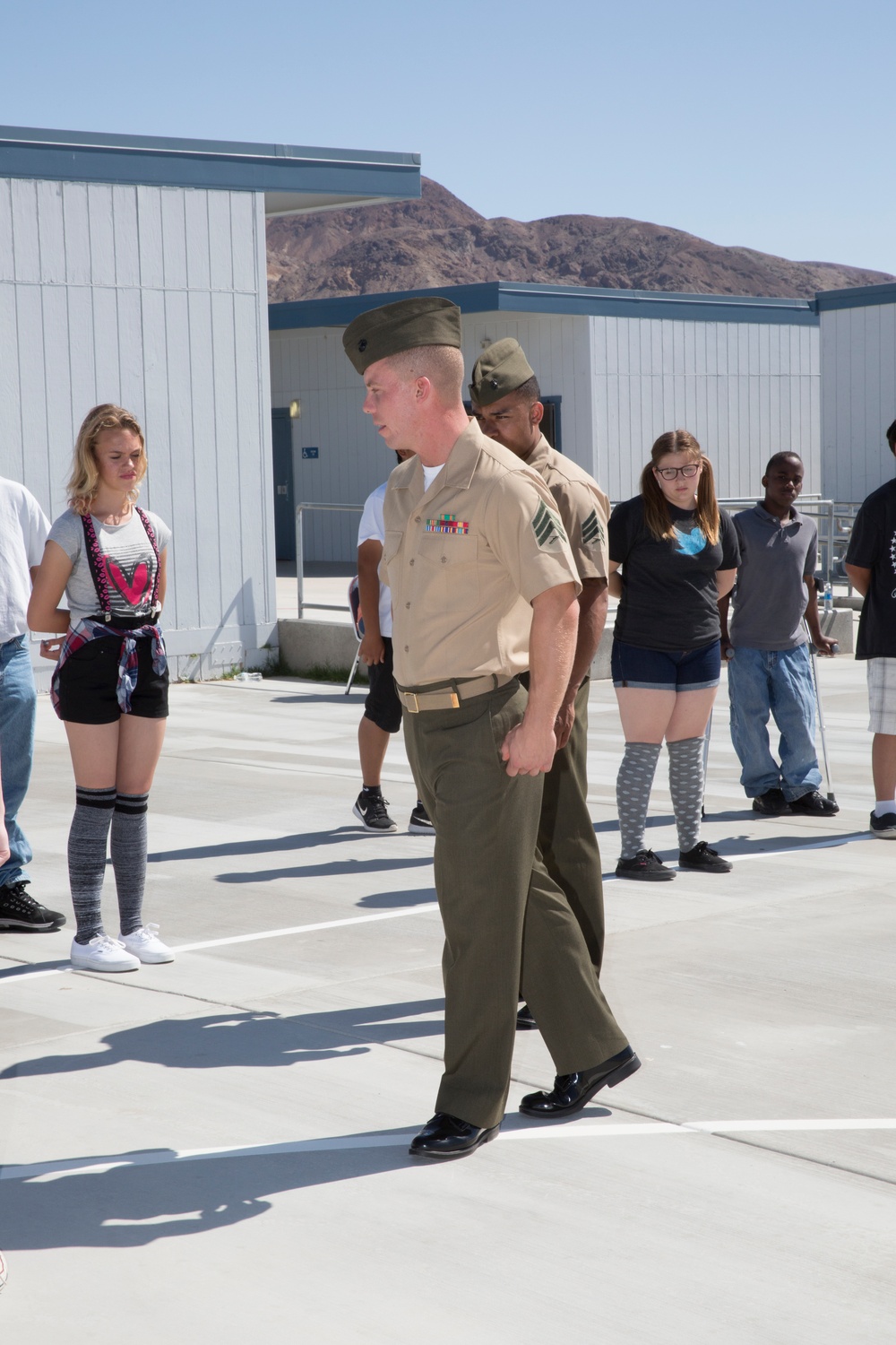 Barstow Marines Teach Drill at Yermo School