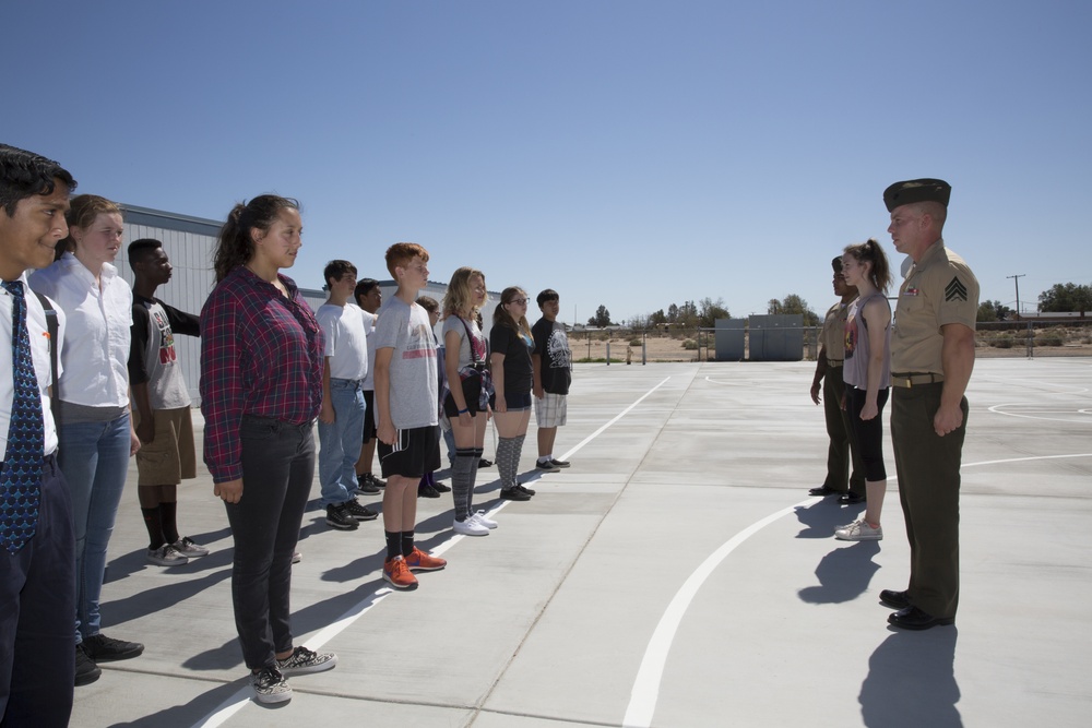 Barstow Marines Teach Drill at Yermo School
