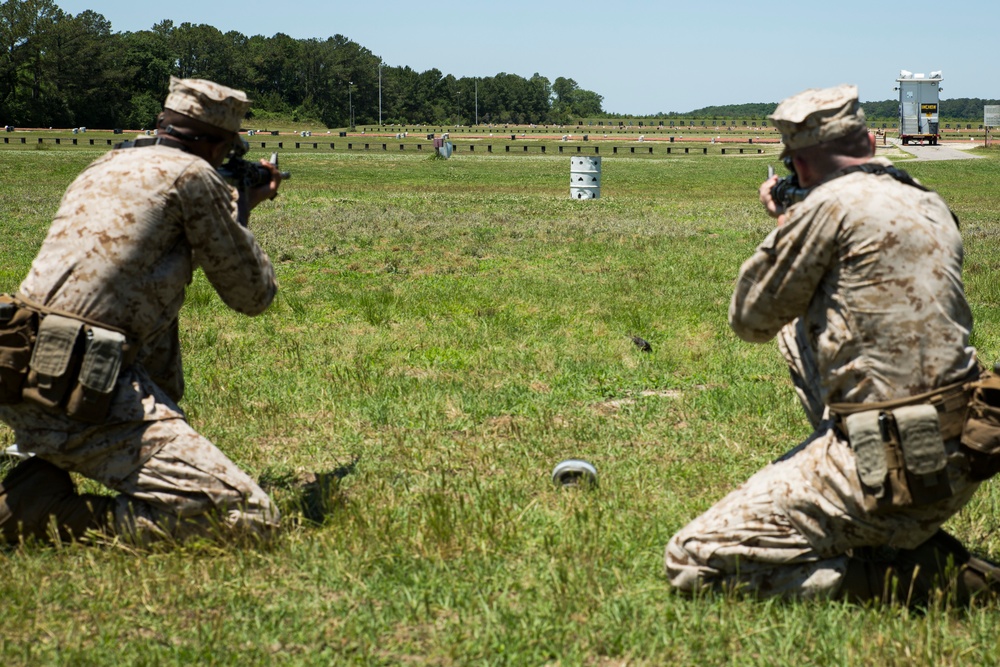 Marine recruits practice marksmanship fundamentals on Parris Island