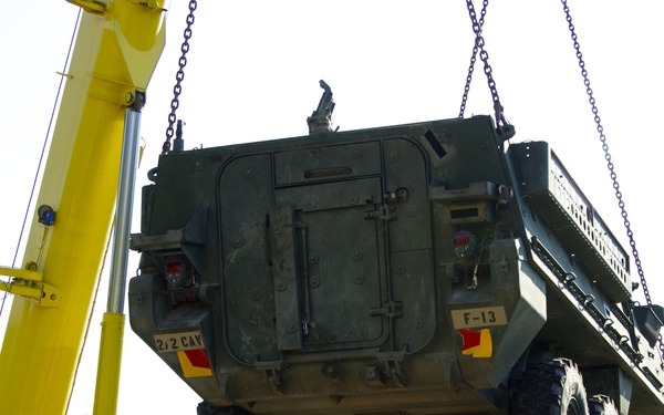 2nd Squadron, 2nd Cavalry Regiment Strykers arrive in Latvia