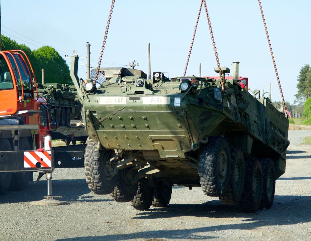 2nd Squadron, 2nd Cavalry Regiment Strykers arrive in Latvia