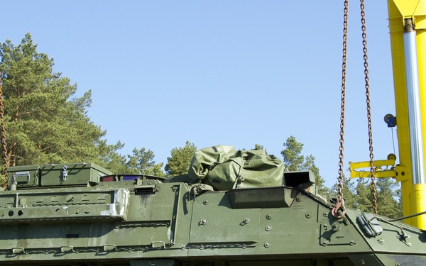 2nd Squadron, 2nd Cavalry Regiment Strykers arrive in Latvia