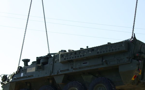 2nd Squadron, 2nd Cavalry Regiment Strykers arrive in Latvia