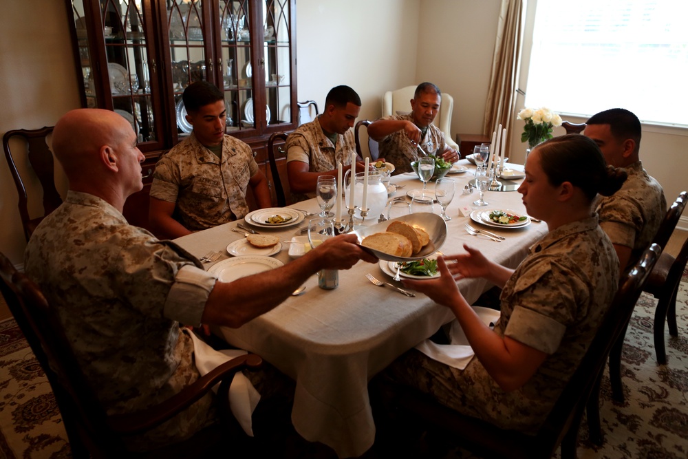 MLG's newest Meritorious Sergeants meet for lunch and leadership discussion with their Commanding General