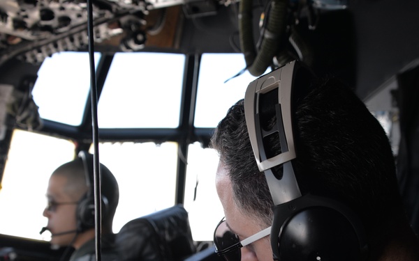 Coast Guard HC-130 aircrew conducts in-flight operations