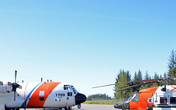 Coast Guard HC-130 Hercules Aircraft and MH-60 Jayhawk Helicopter in Cordova, Alaska