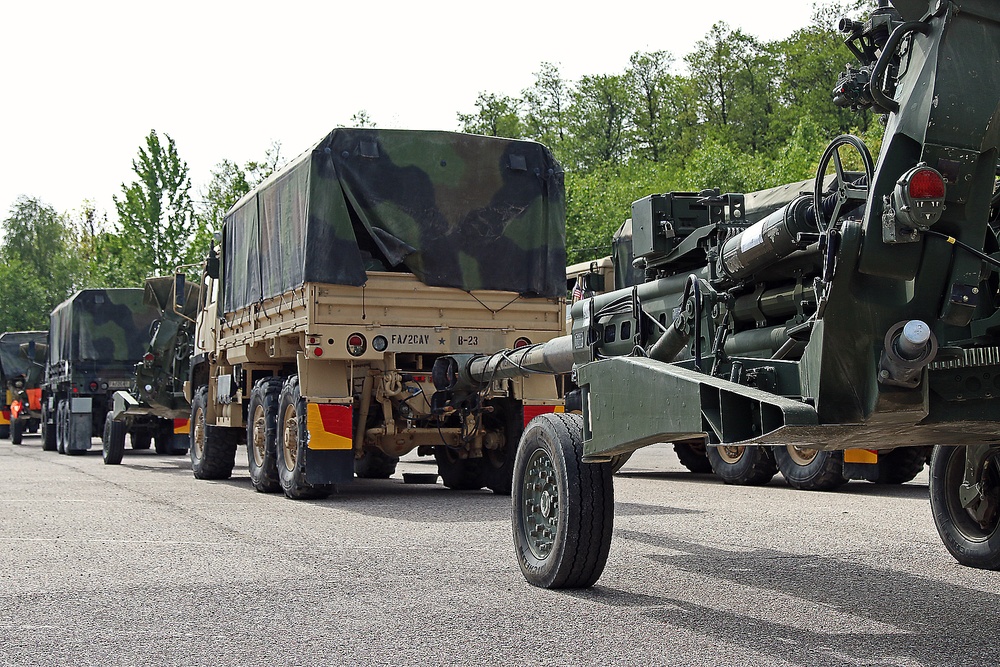 FMTV artillery convoy cruises through Baltic countries