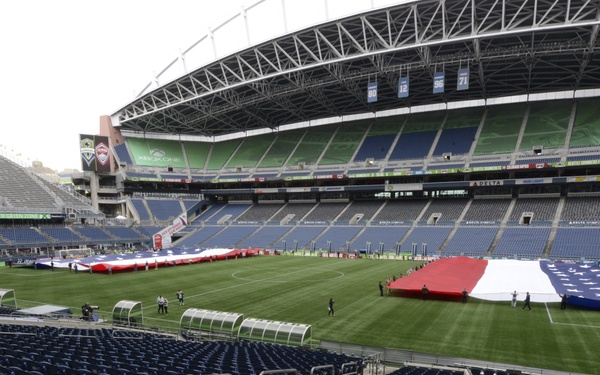 Coast Guard members participate in Sounders Military Appreciation Night game