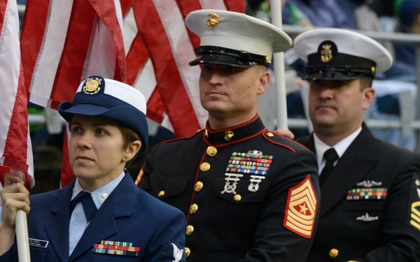 Coast Guard members participate in Sounders Military Appreciation Night game