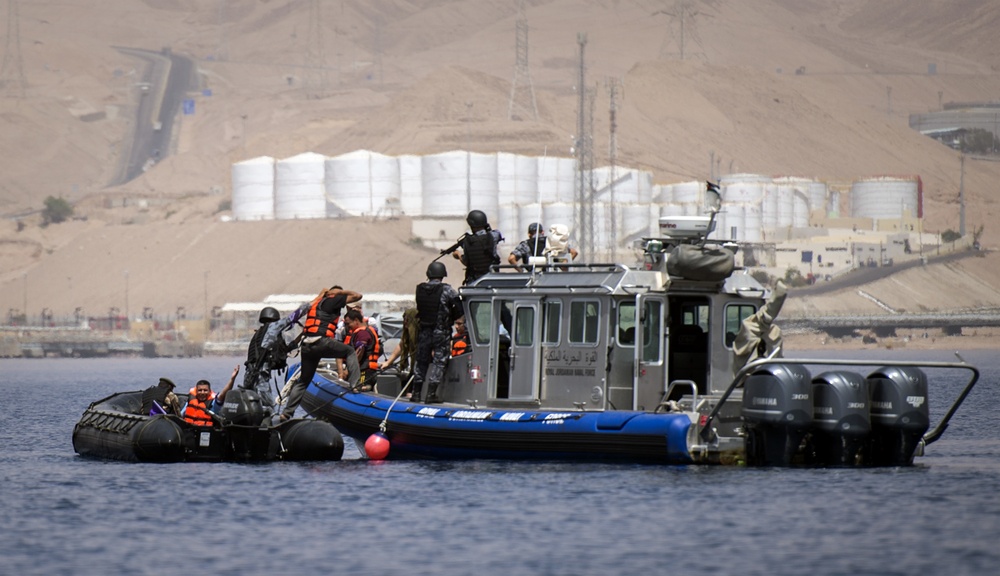 U.S. Navy and Royal Jordanian Navy Conduct Boat Distress Drills.