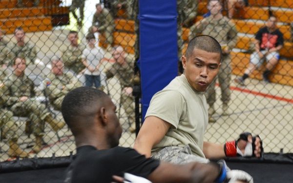 Paratroopers face-off during All American Week 2016 Combatives Tournament finals