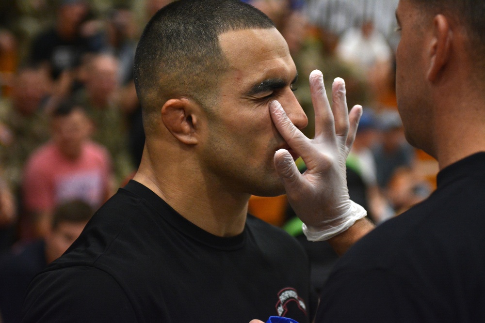 Paratroopers face-off during All American Week 2016 Combatives Tournament finals