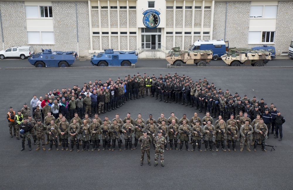 Crisis Response Marines, French Gendarmerie conduct riot control training