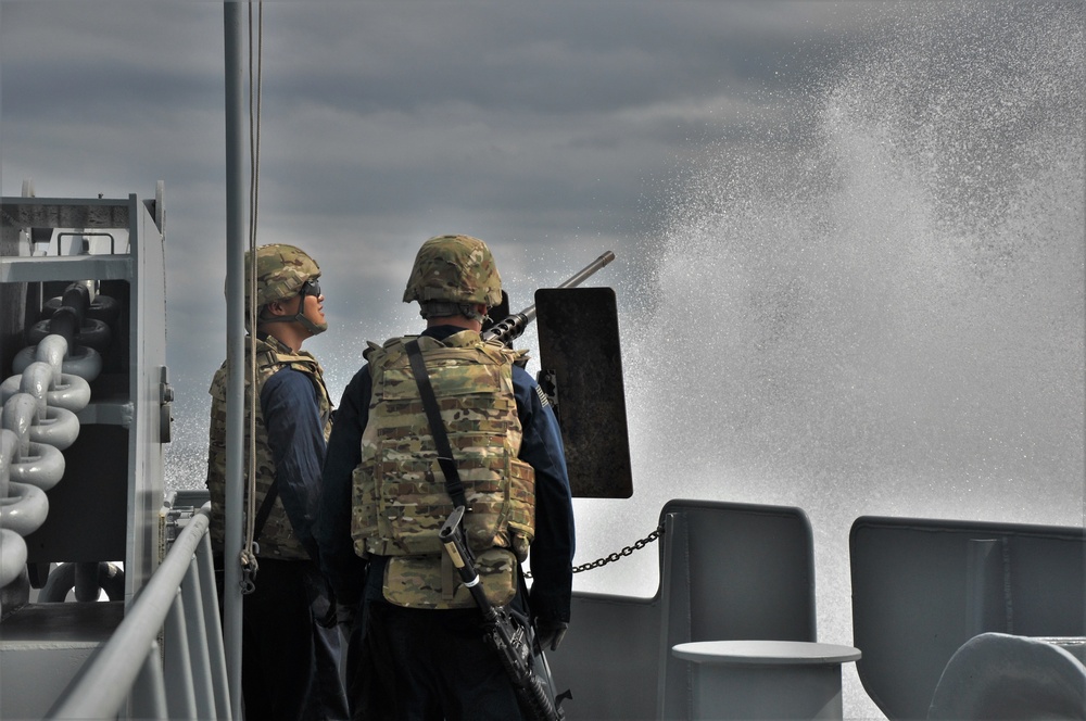 Battle drill at sea