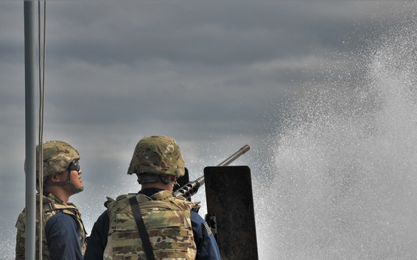 Battle drill at sea