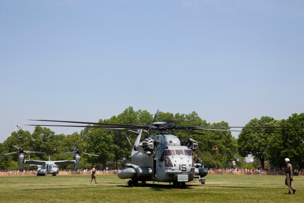 U.S. Marines and sailors display aircrafts at Eisenhower Park