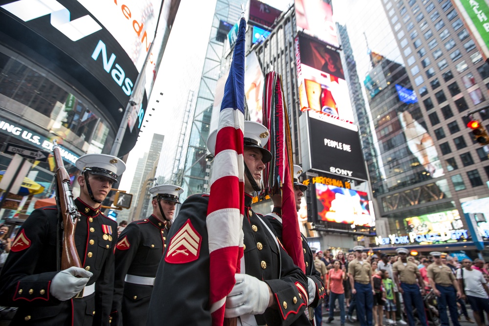 Silent Drill Platoon performs at Times Square