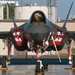 F-35 Lightining II with crew-designed red, white and blue inlet covers