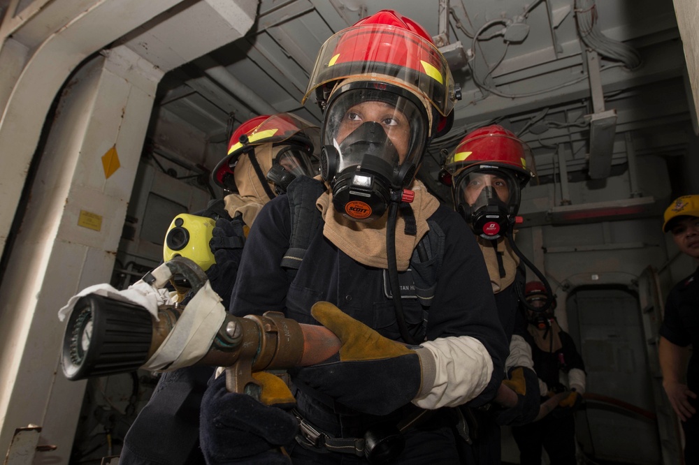 US Sailors prepared to face fire at sea