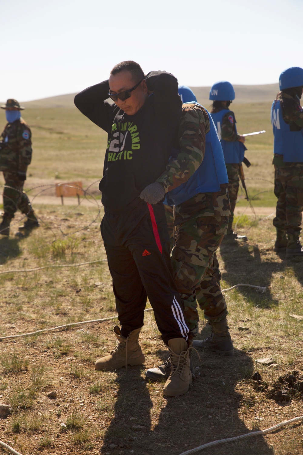 Royal Cambodian Armed Forces participate in mobile checkpoint training during Khaan Quest 2016