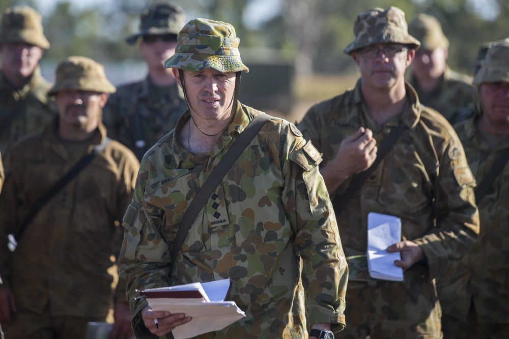 U.S. Marines, Australian Army, and Japan Ground Self-Defense Force discuss plans for Southern Jackaroo