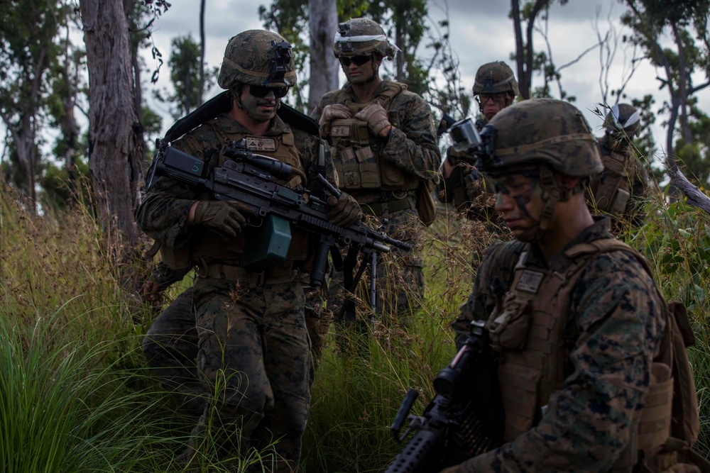 U.S. Marines conduct platoon live fire
