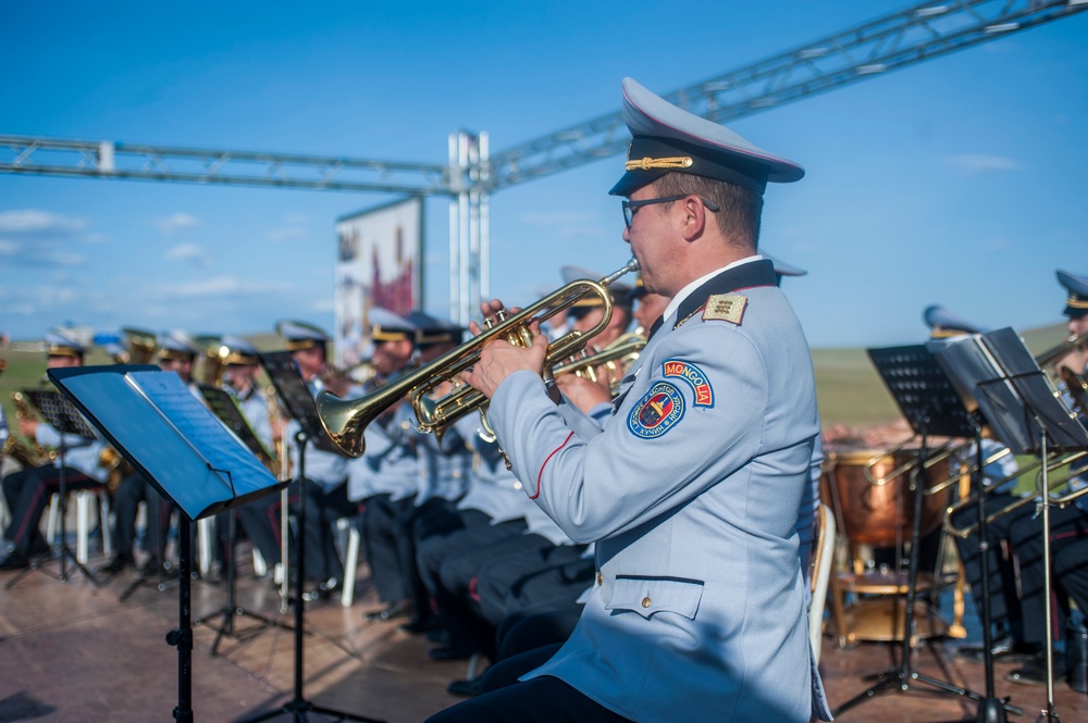 Mongolian Armed Forces' 6th Battalion, Central Band of Army Performs at Culture Night During Khaan Quest 2016.