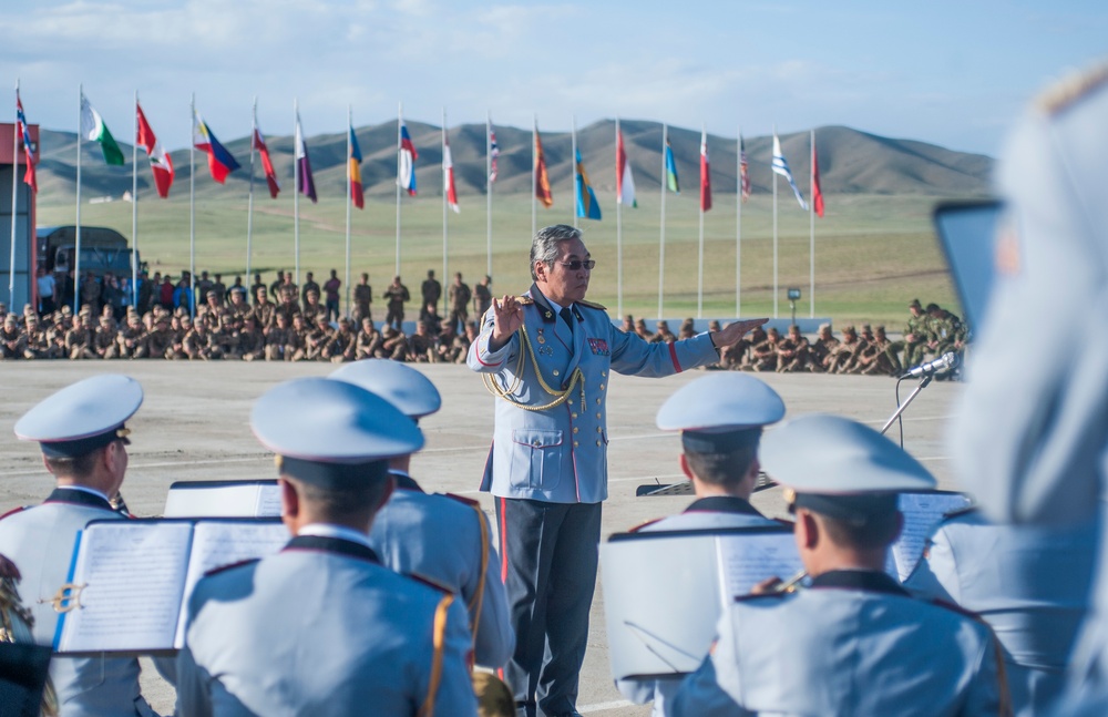 Mongolian Armed Forces' 6th Battalion, Central Band of Army Performs at Culture Night During Khaan Quest 2016.