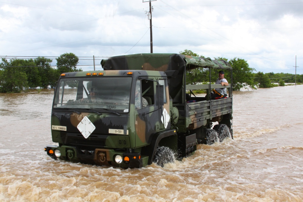 LMTV tackles high water during Texas flood.