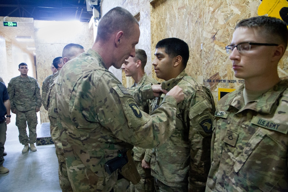 Task Force Strike Soldiers receive Combat Action Badges