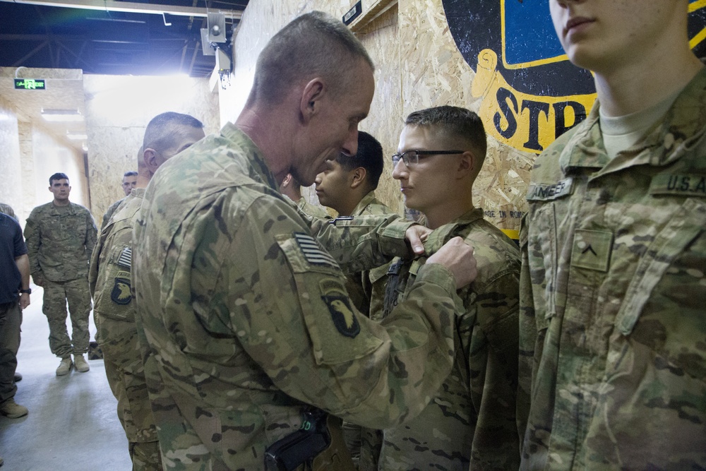 Task Force Strike Soldiers receive Combat Action Badges