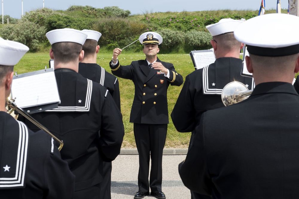 U.S. Navy Band Europe performs at Utah Beach ceremony