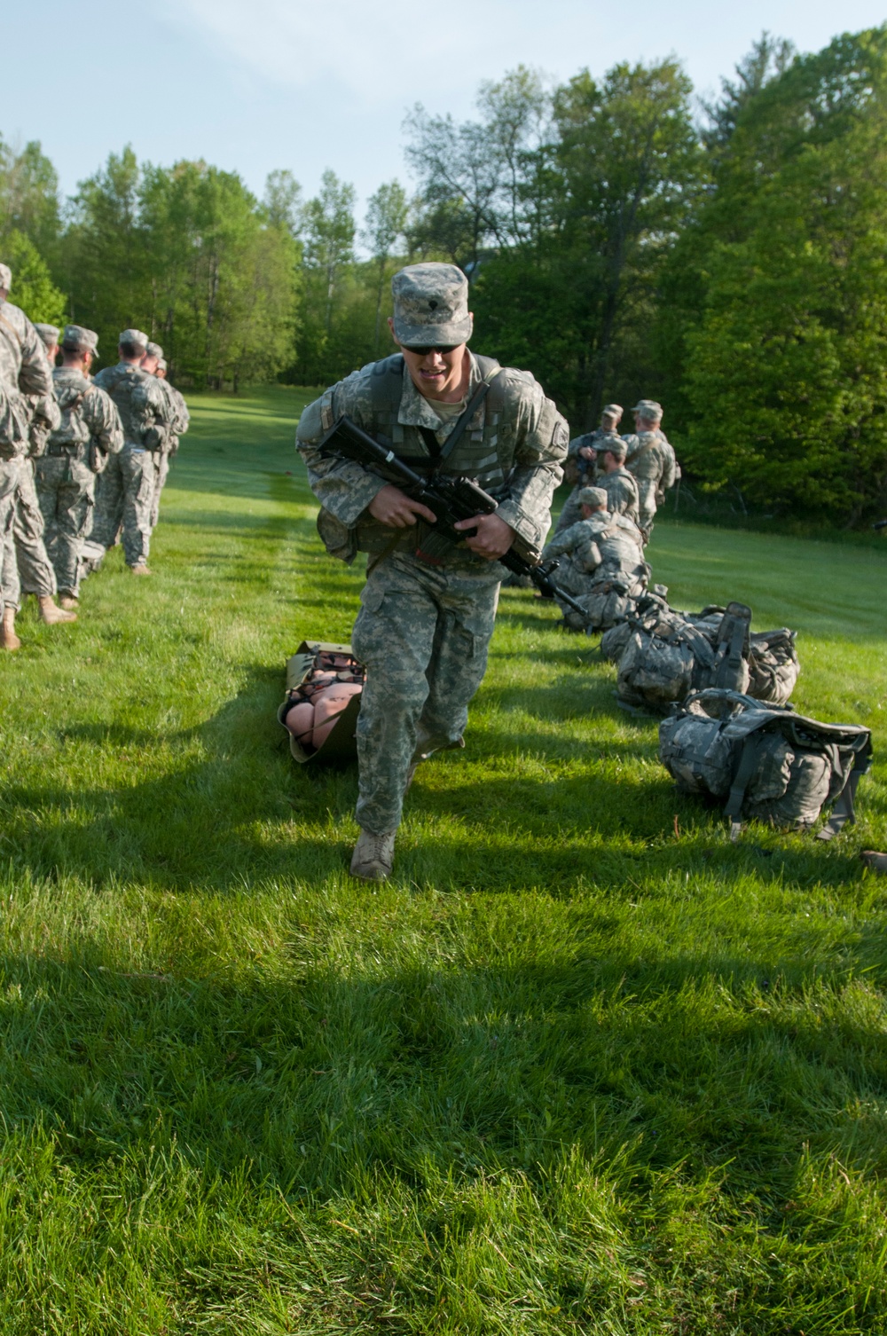 Soldier Pulls Litter