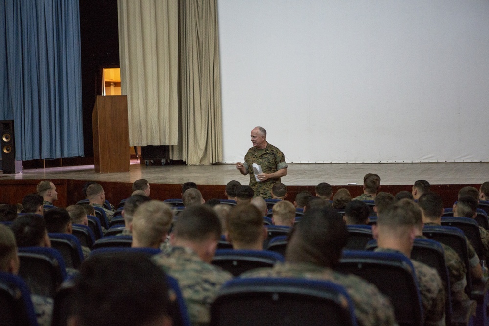 The 19th Chaplain of the Marine Corps visits SPMAGT-CR-AF Marines &amp; Sailors