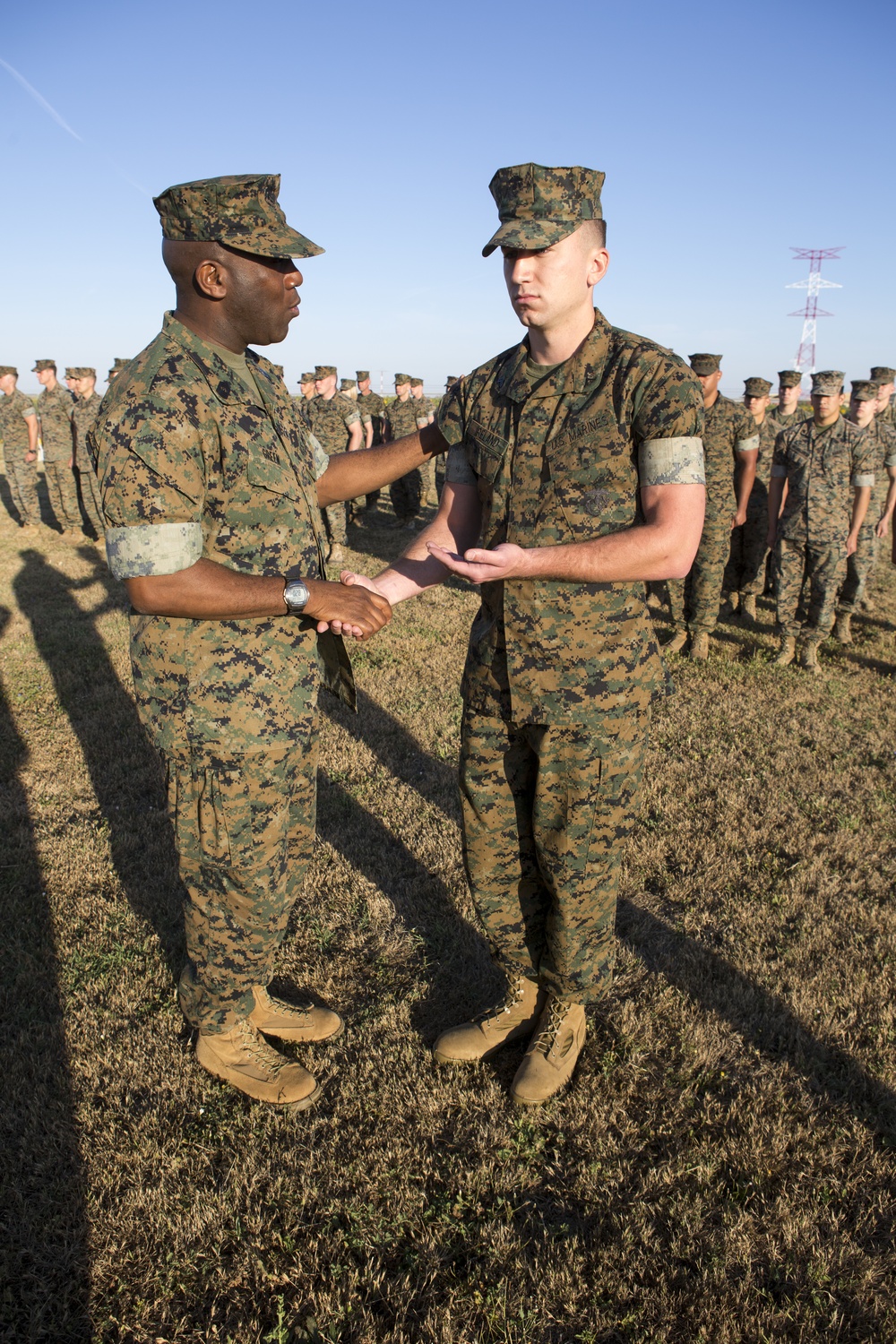 18th Sergeant Major of the Marine Corps meritoriously promotes Cpl. Ireland to the rank of Cpl