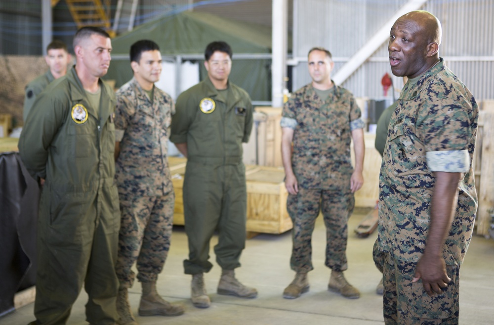 18th Sergeant Major of the Marine Corps, Ronald L. Green visits SPMAGTF-CR-AF Marines &amp; sailors