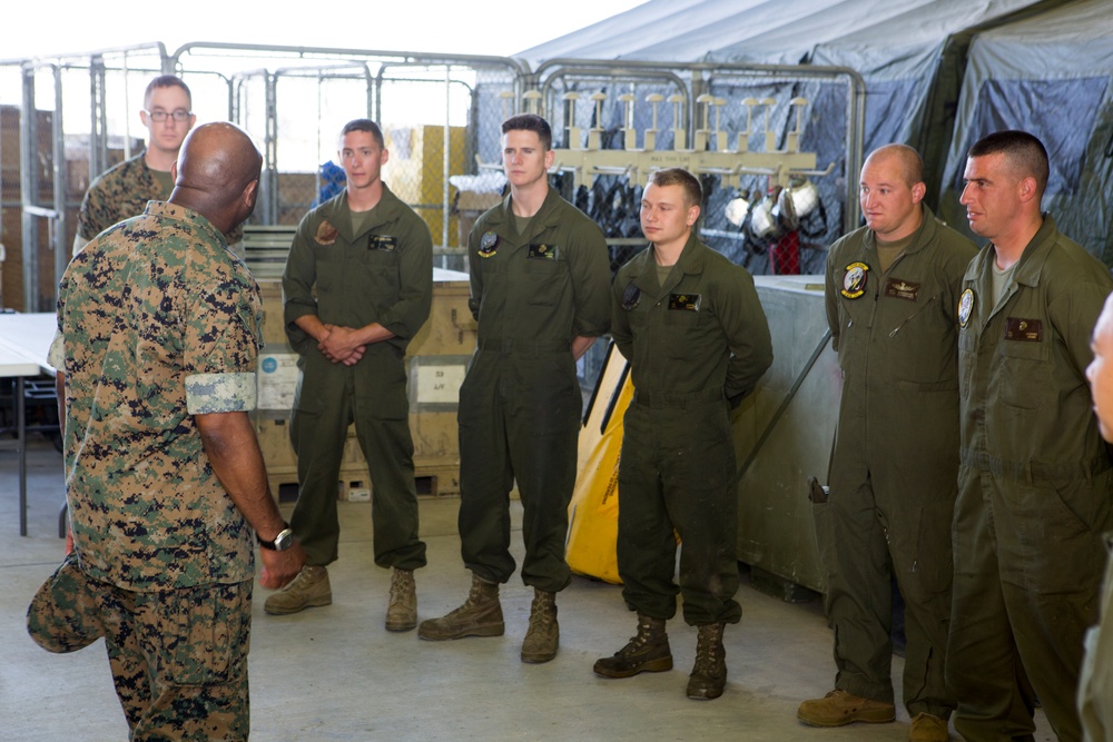 18th Sergeant Major of the Marine Corps, Ronald L. Green visits SPMAGTF-CR-AF Marines &amp; sailors