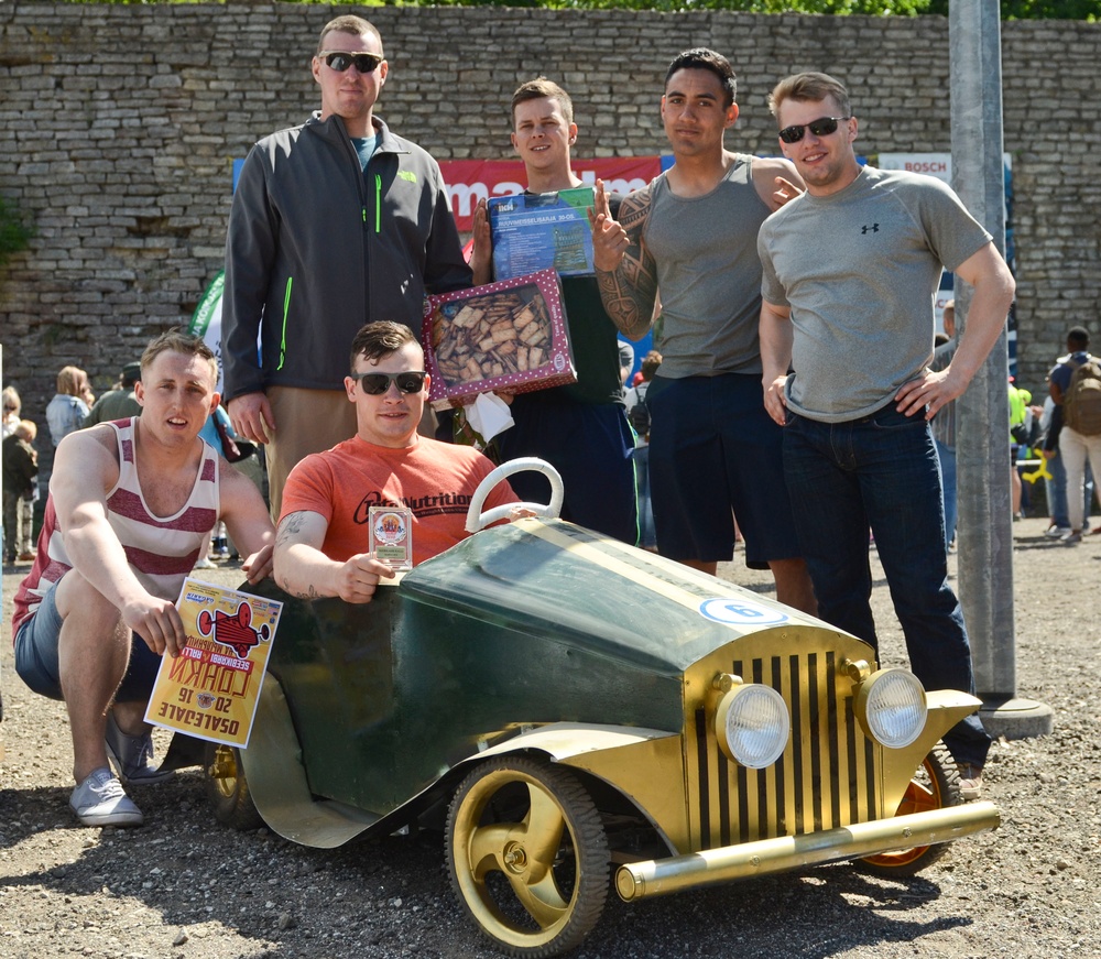 Eagle Troop races in Soap Box Derby in Estonia