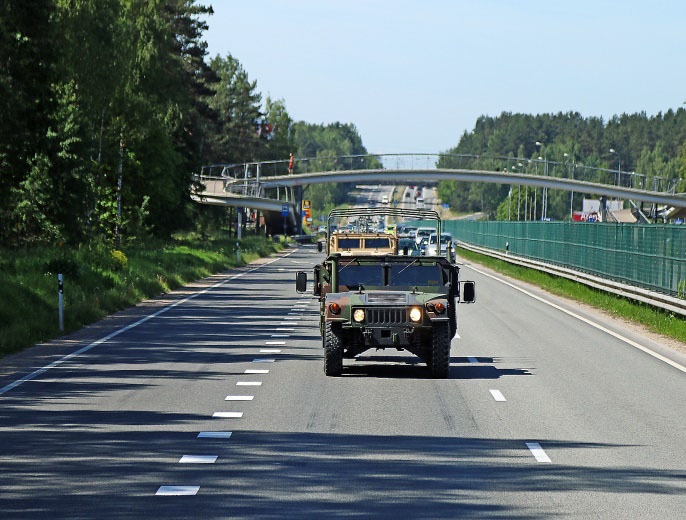 U.S. Marines Convoy through Latvia en route to Exercise Saber Strike 16